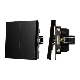 Фото #1 товара Механизм выключателя двухклавишный проходной SWT-TENDO-MKP2-PL-BK (230V, 10A) (Arlight, -)