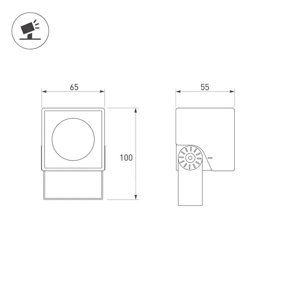 Фото #3 товара Светильник ALT-BLOCK-S65x65-5W Warm3000 (GR, 15 deg, 230V) (Arlight, IP66 Металл, 3 года)