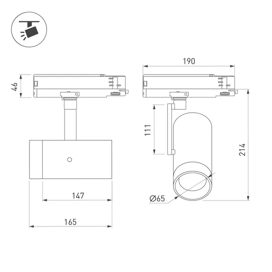 Фото #4 товара Светильник LGD-ARTIFACT-4TR-R65-18W Warm3000-MIX (BK, 20 deg., DALI, 230V) (Arlight, IP20 Металл, 5 лет)