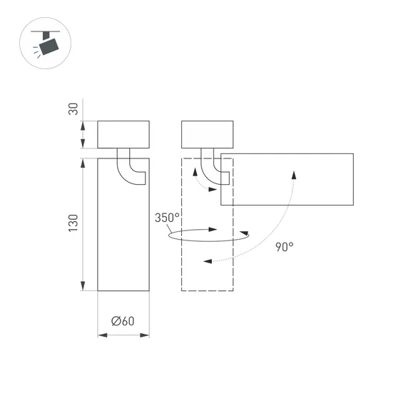 Фото #4 товара Светильник SP-GABI-SURFACE-FLAP-R60-12W Warm3000 (WH, 36 deg, 230V) (Arlight, IP40 Металл, 5 лет)