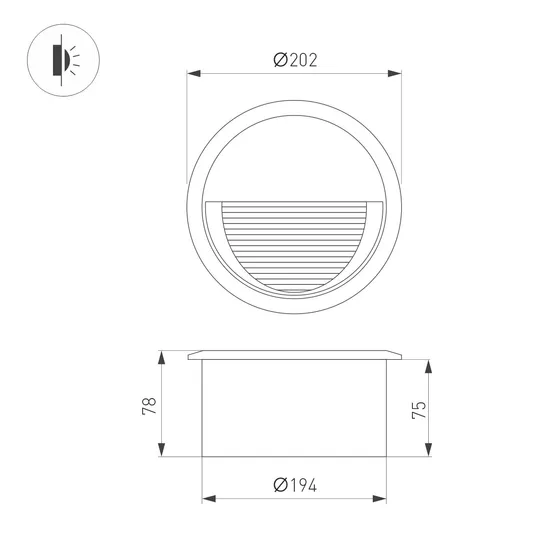 Фото #5 товара Светильник встраиваемый LTD-RIBONIK-R202-8W Warm3000 (Черный, 50 deg, 230V) (Arlight, IP65 Металл, 5 лет)