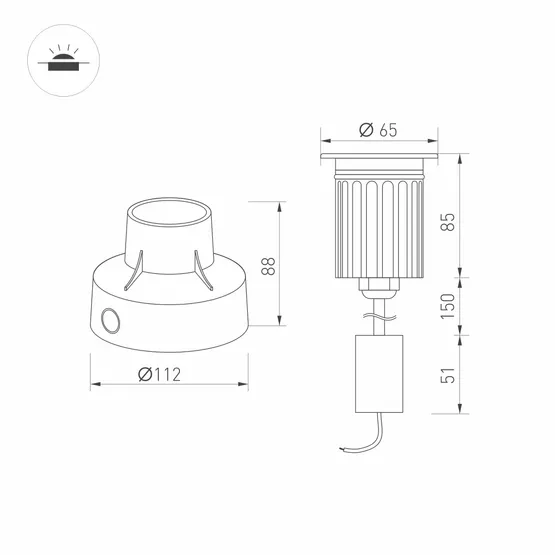 Фото #3 товара Светильник LTD-GROUND-XL-R65-6W Warm3000 (SL, 15 deg, 230V) (Arlight, IP67 Металл, 3 года)
