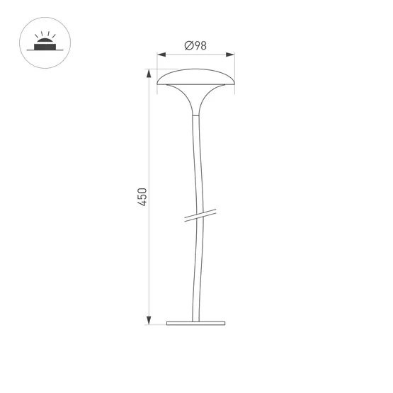 Фото #4 товара Светильник KT-MUCENA-BOLL-B-H450-2W Warm3000 (WH, 100 deg, 24V) (Arlight, IP65 Металл, 3 года)
