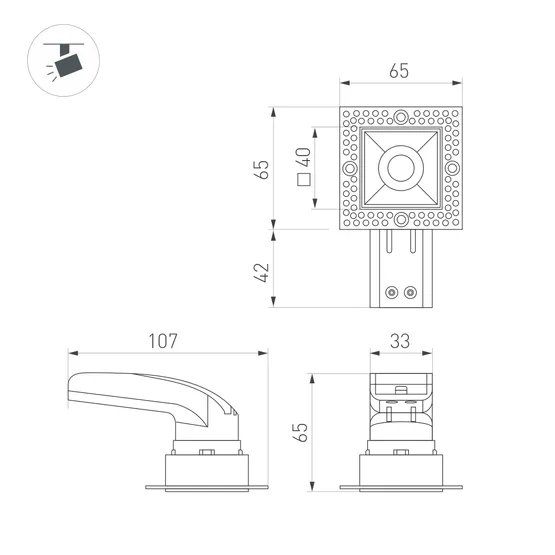 Фото #4 товара Светильник MS-RIALTO-TRIMLESS-S40x40-9W Warm3000 (WH, 36deg, 230V) (Arlight, IP20 Металл, 5 лет)