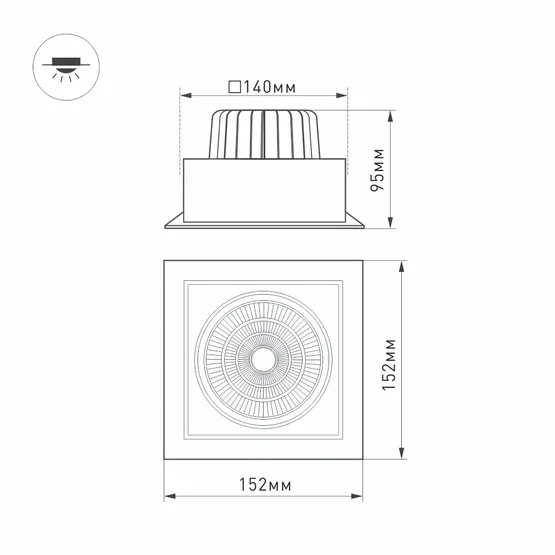 Фото #7 товара Светильник CL-KARDAN-S152x152-25W Warm3000 (BK-BK, 30 deg) (Arlight, IP20 Металл, 3 года)
