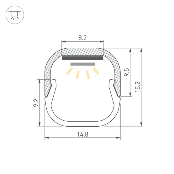 Фото #2 товара Профиль LINE-D-1515-2000 SQUARE ANOD (Arlight, Алюминий)
