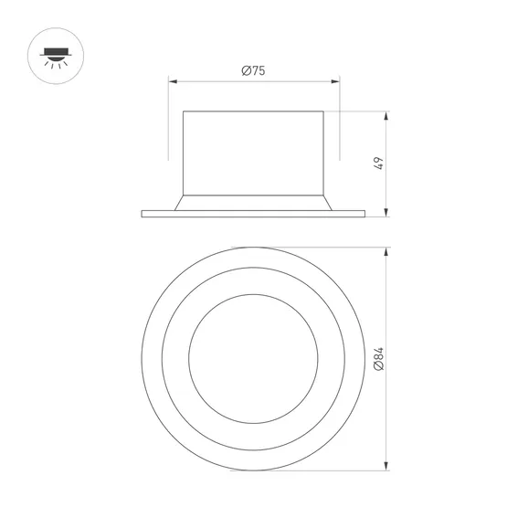 Фото #3 товара Светильник MS-DROP-BUILT-R84-8W Warm2700 (WH, 85 deg, 230V) (Arlight, IP54 Металл, 5 лет)