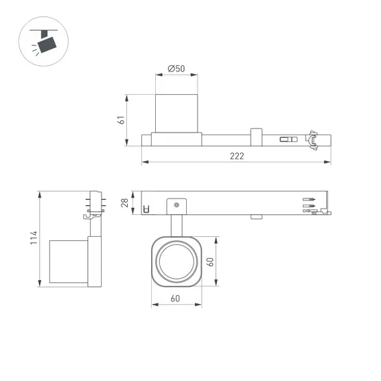 Фото #2 товара Светильник LGD-DIAFILM-4TR-R60-10W Day4000 (WH, 20 deg, 230V) (Arlight, IP20 Металл, 5 лет)