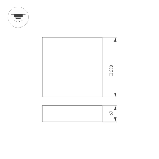 Фото #7 товара Светильник IM-QUADRO-EMERGENCY-3H-S350x350-33W Warm3000 (WH, 120 deg, 230V) (Arlight, IP40 Металл, 2 года)
