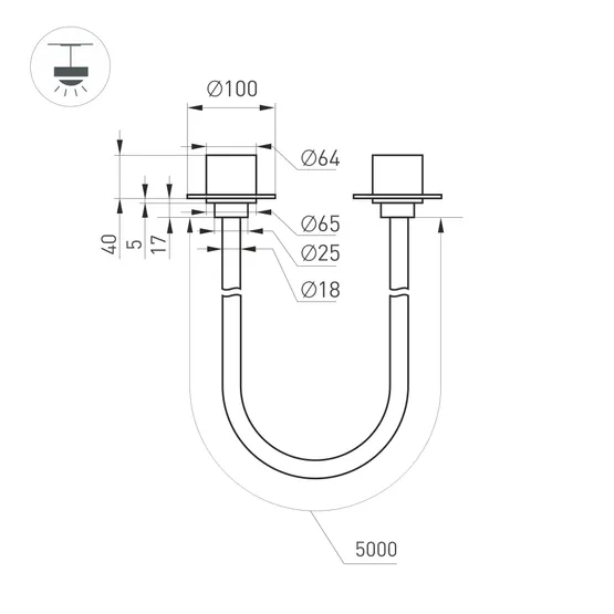 Фото #5 товара Светильник SP-TROPIC-BUILT-TRIMLESS-R18-L5000-58W Warm3000 (BK, 360 deg, 230V) (Arlight, IP20 Пластик, 3 года)