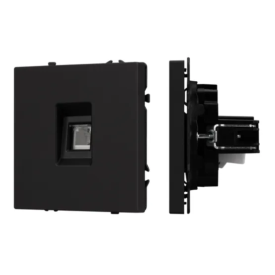 Фото #1 товара Механизм телефонной розетки SCT-NOBE-MTL1-SFPL-BK (RJ-11, 4C) (Arlight, Черный оникс)