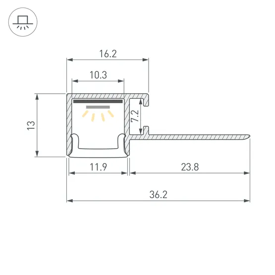 Фото #4 товара Профиль FANTOM-BENT-W12-TOP-EDGE-2000 ANOD (Arlight, Алюминий)