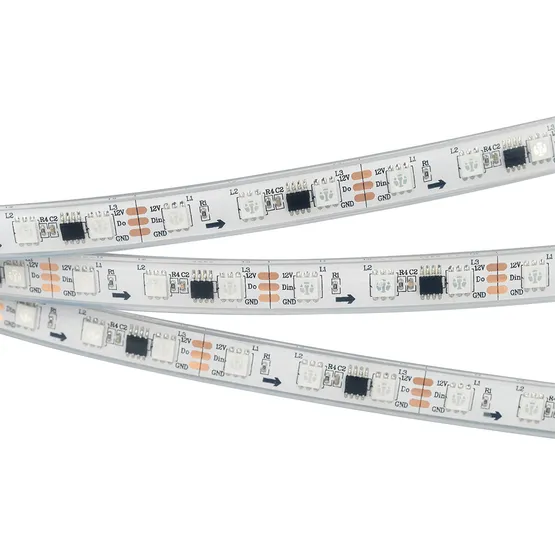 Фото #4 товара Светодиодная лента герметичная SPI-PFS-B60-12mm 12V RGB-PX3 (14.4W/m, IP68, 5060, 5m) (Arlight, бегущий огонь)