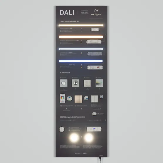 Фото #5 товара Стенд Системы Управления DALI 1760x600мм (DB 3mm, пленка, логотип) (Arlight, -)