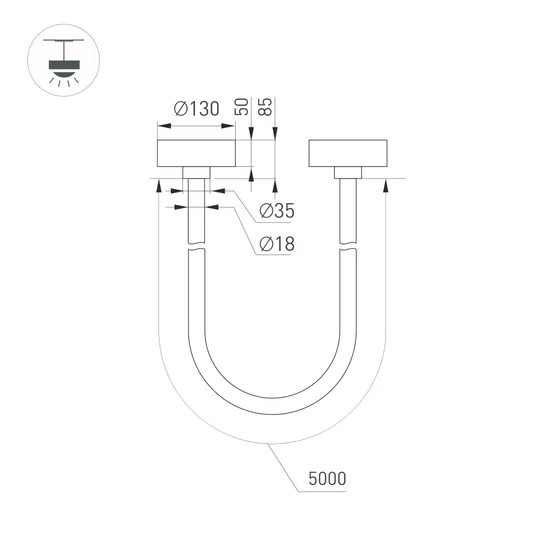 Фото #6 товара Светильник SP-TROPIC-SURFACE-R18-L5000-58W Warm3000 (GD, 360 deg, 230V) (Arlight, IP20 Пластик, 3 года)